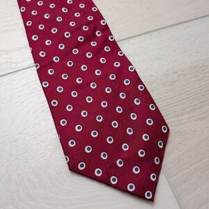 Vintage Polo Ralph Lauren Tie Necktie 100% Silk Red Polka Dot Handmade in USA